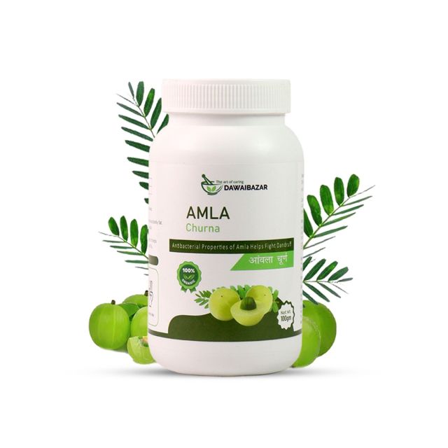 Dawaibazar Amla Churna |100% Organic | Natural Dandruff Control Powder | Drinking, Eating, Hair Nourishment | Repair Damage Hair & Skin Care|dry 