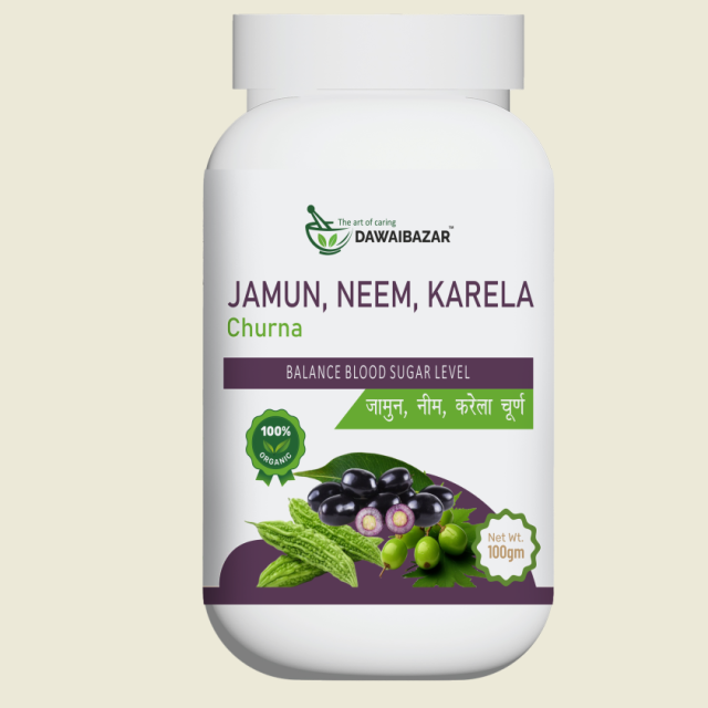 Dawaibazar Jamun, Neem, Karela Churna | Maintaining Blood Sugar Levels | Diabetes | Natural - No Added Sugar 100gm |100% Organic